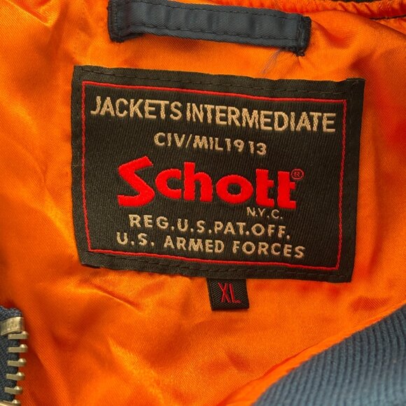 NWT SCHOTT Embroidered Jacket in Navy Blue  Flight Naval Bomber  MEN'S XL - Picture 8 of 11